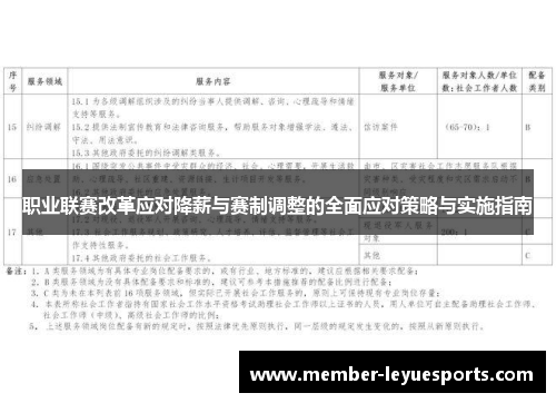 职业联赛改革应对降薪与赛制调整的全面应对策略与实施指南 职业联赛改革应对降薪与赛制调整的全面应对策略与实施指南