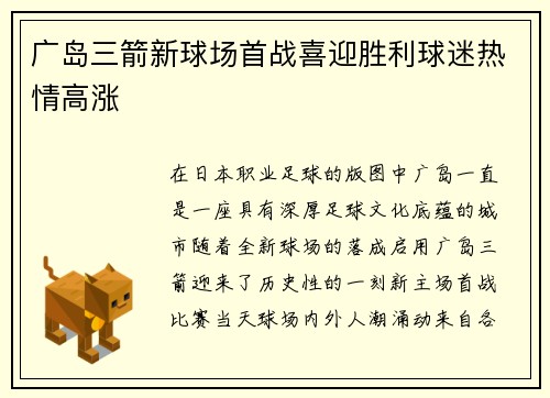 广岛三箭新球场首战喜迎胜利球迷热情高涨 广岛三箭新球场首战喜迎胜利球迷热情高涨